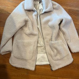 Cream teddy coat jacket size medium brand new